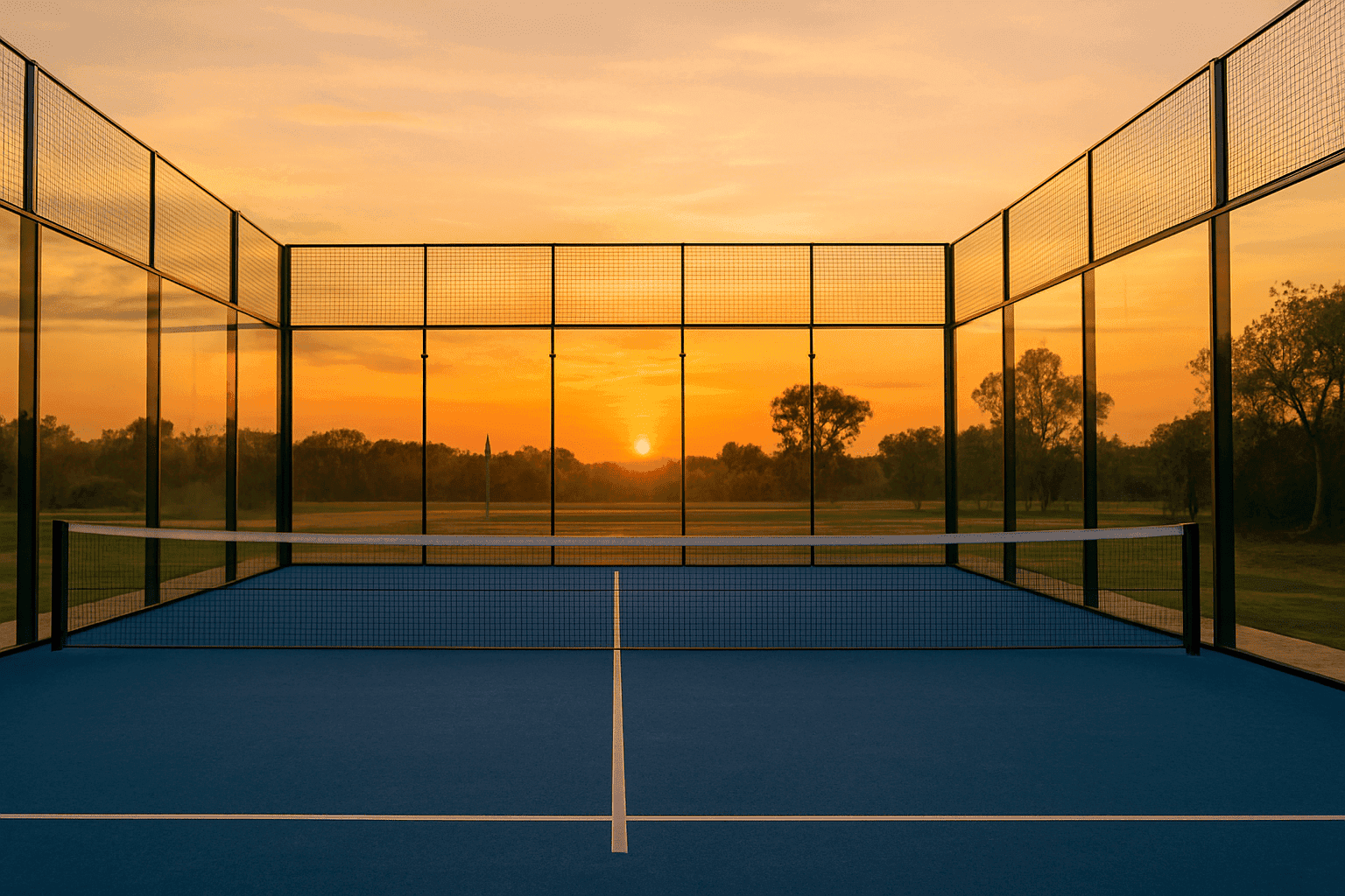 Pista de pádel al atardecer